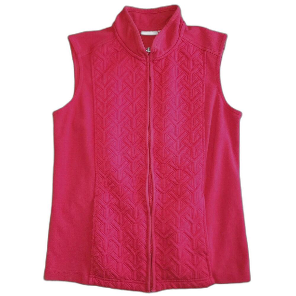 Croft & Barrow Red Full Zipper Knit Vest Sz M